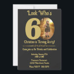 Or sur noir avec photo 60th Birthday Invitation<br><div class="desc">Bienvenue dans notre boutique, où nous célébrons des moments marquants avec de belles invitations! Symbole de cinquante ans remplis de souvenirs et d'expériences chéris, le 60e anniversaire occupe une place particulière dans nos coeurs. Notre "Gold on Black with photo 60th Birthday Invitation" est le choix idéal pour honorer cette remarquable...</div>