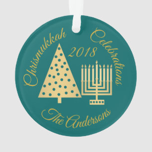 Or Teal de Noël de Chrismukkah Hanoukka élégant