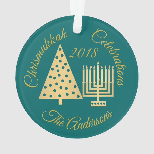Or Teal de Noël de Chrismukkah Hanoukka élégant (dos)