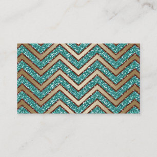 Or Teal d'étincelle de Chevron de carte de visite