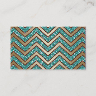 Or Teal d'étincelle de Chevron de carte de visite