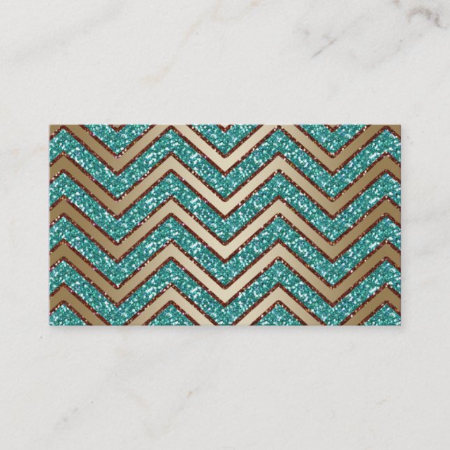Or Teal d'étincelle de Chevron de carte de visite (Devant)