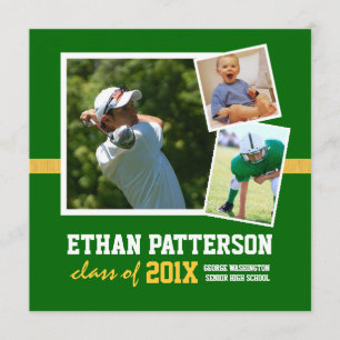 Or vert de 3 photos de faire-part sportif