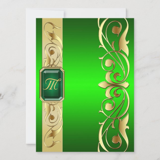 Or vert de duc grand bijou et invitation verte (Devant)