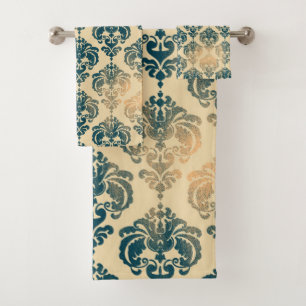 Or & Vintage Bleu Rustique Moderne Glamour Damassé