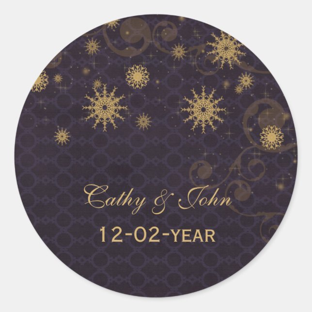 or violet Snowflakes mariage favoritisme stickers (Devant)