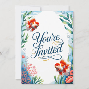 Oranda Goldfish Mariage Party Poisson Invitation