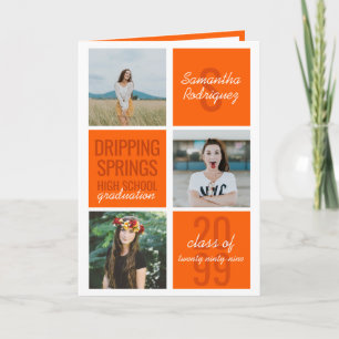 Orange 4 Photo Fun Boxes Graduation Invitation