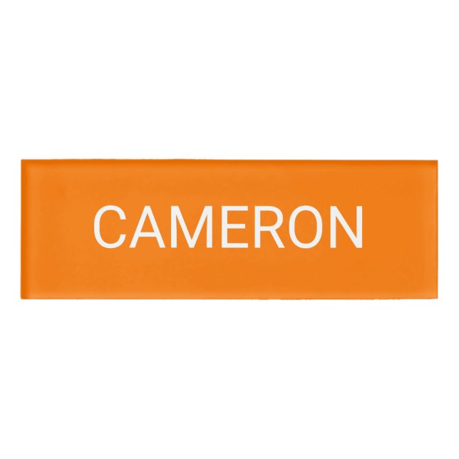 Orange Acrylique Nametag Professional Badge magnét (Devant)