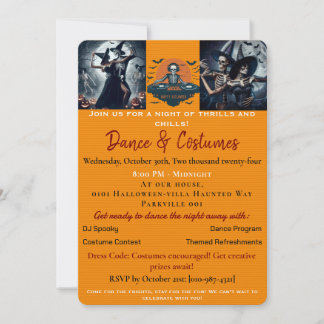 Orange Adulte Halloween Dance soirée invitation