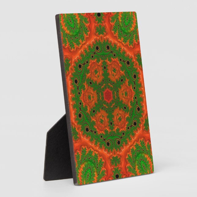 Orange and Green Kaleidoscope Tabletop Plaque (Côté)