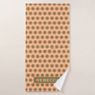 Orange and Green Retro Flower Pattern Personalised
