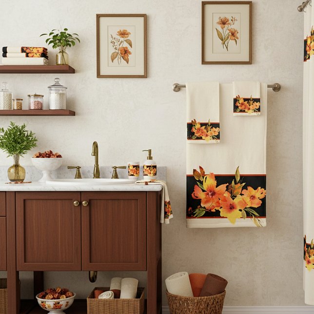 Orange aquarelle automne floral (Créateur téléchargé)