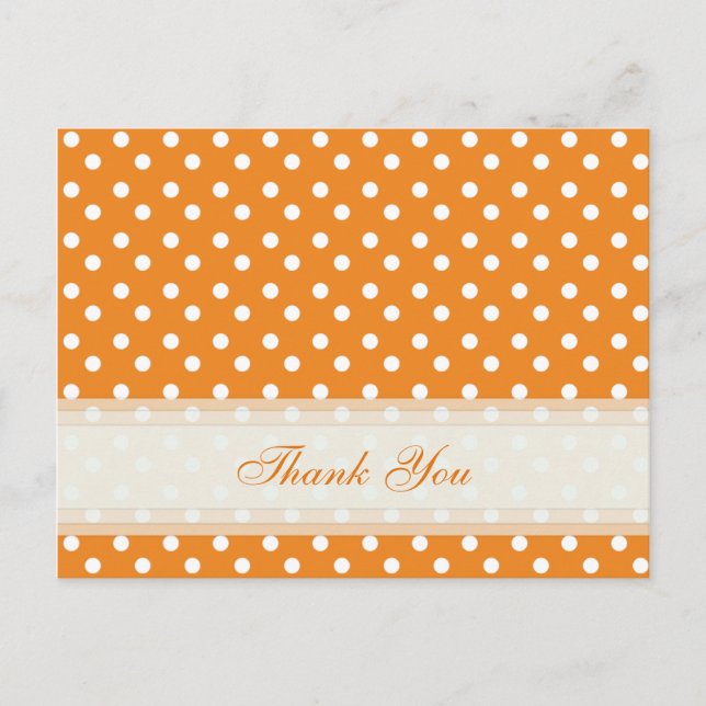 Orange Avec Blanc Polka Dot Merci Cartes (Devant)