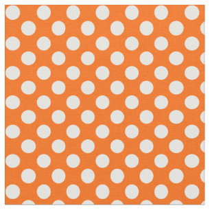 Orange avec le tissu blanc de point de polka