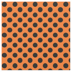 Orange avec le tissu noir de point de polka