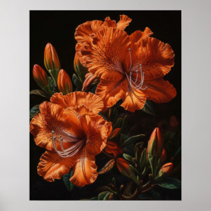 Orange Azalea Fleurs Art Imprimer Poster