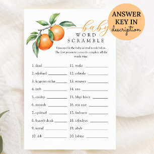 Orange Baby shower Bébé Mot Scramble Jeu