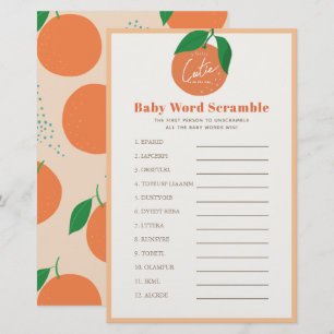 Orange Baby Word Scramble Baby shower Jeu