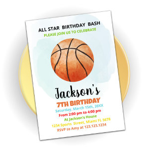 Orange Basketball Invitations d'anniversaire