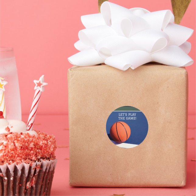 Orange basketball sport classique rond autocollant (Fête)