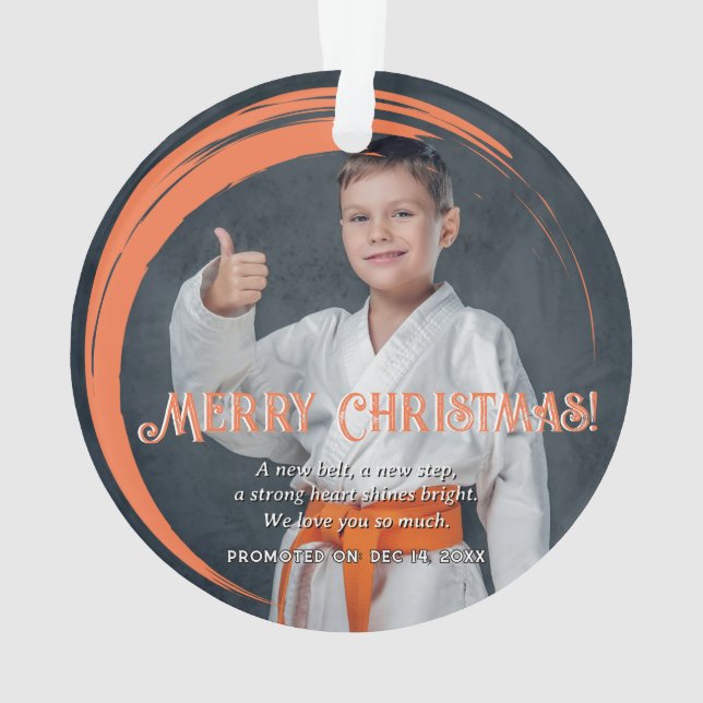 Orange Belt Judo Promotion Christmas Ornament  (dos)