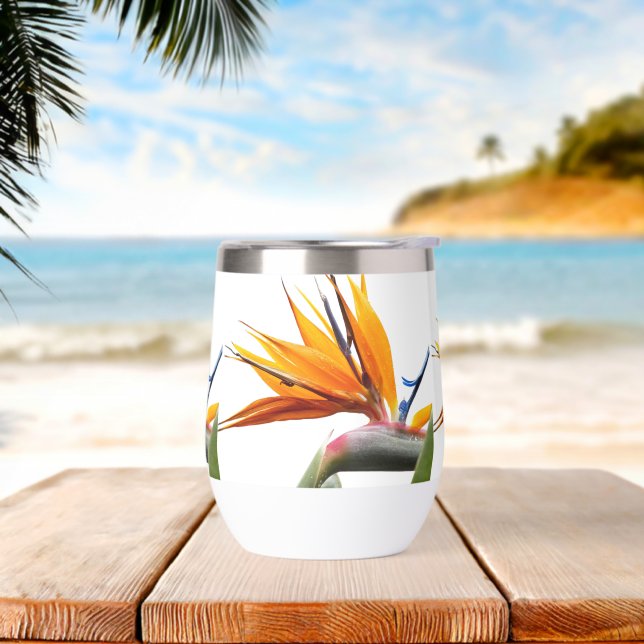 Orange Bird of Paradise Plante Motif en blanc (Yoga)