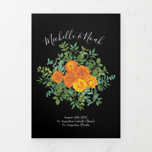 Orange & Black Gothic Peony Programmes de mariage 