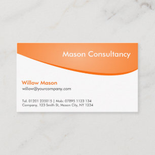 Orange & Blanc Curved, Carte de visite professionn