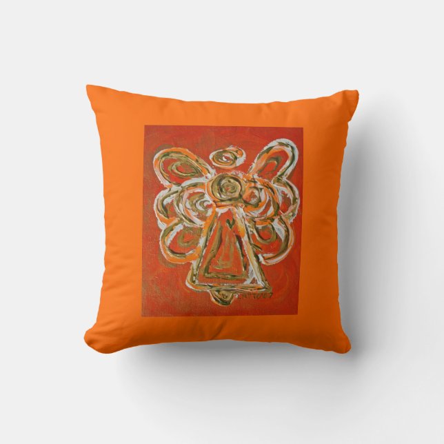 Orange, Blanc, Or Angel Oreiller Décoratif Jeu (Recto)