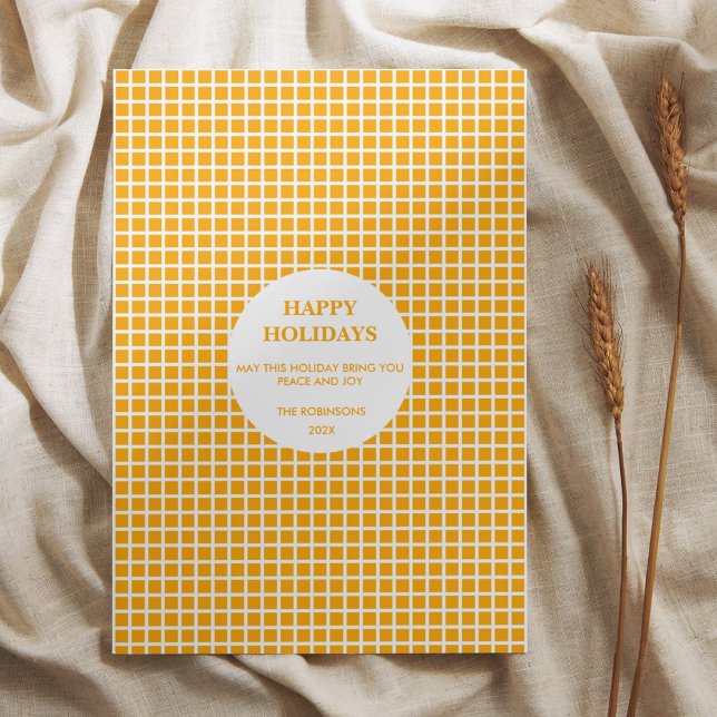 Orange & Blanc Plaid En vichy Joyeux Vacances (Créateur téléchargé)