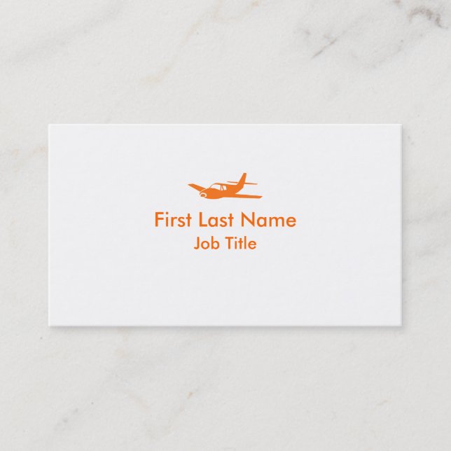 Orange blanc simple avion sur mesure cartes de vis (Devant)