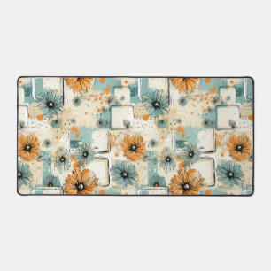 Orange Bleu Botanique Floral Crème Antique