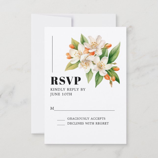 Orange Blossom & Jasmine Blooms Mariage Carte RSVP (Devant)