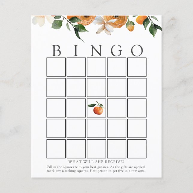 Orange Blossoms Douche Bingo Carte de jeu (Devant)