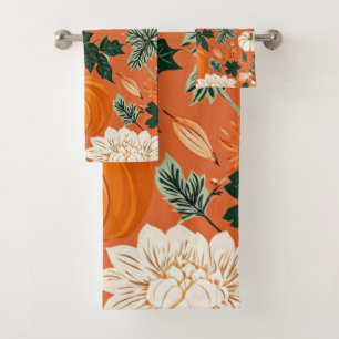Orange Boho Citrouille Automne motif floral