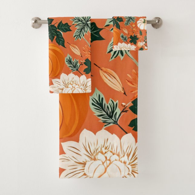 Orange Boho Citrouille Automne motif floral (En situation)