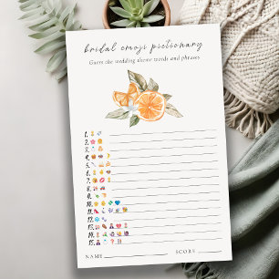 Orange Boho Fête des mariées Emoji Pictionary Jeu