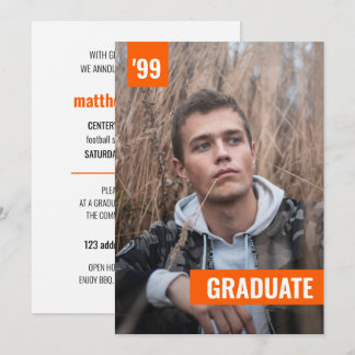 Orange Bold & Modern Photo Graduation Invitation
