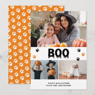 Orange Boo Pet Photo Bonne Carte Halloween