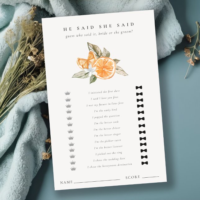 Orange Botanique Il A Dit Fête des mariées Game (Créateur téléchargé)