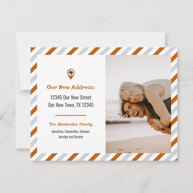 Orange Brûlé Nous Avons Déménagé Striped Moving Ph (Dos)