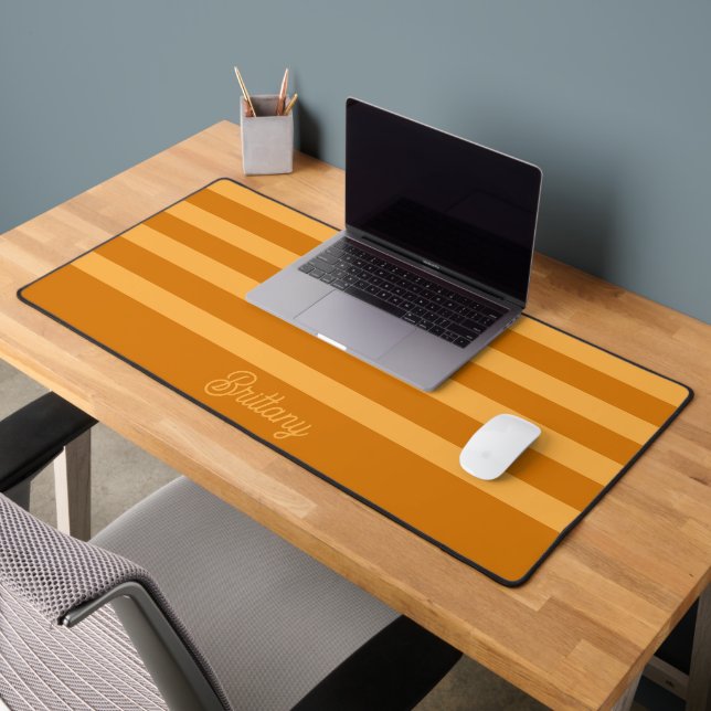 Orange Brûlé & Pastel Orange Stripes Nom du Motif (Bureau 2)