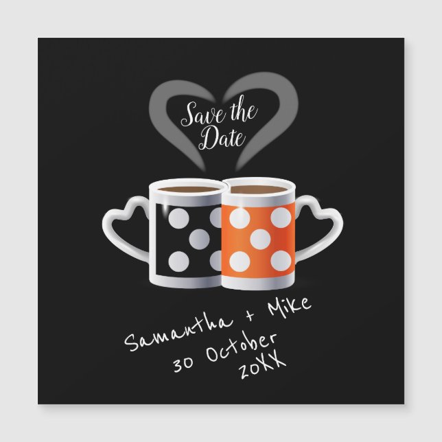 Orange + Café Noir Design de la Carte de Date de M (Devant)