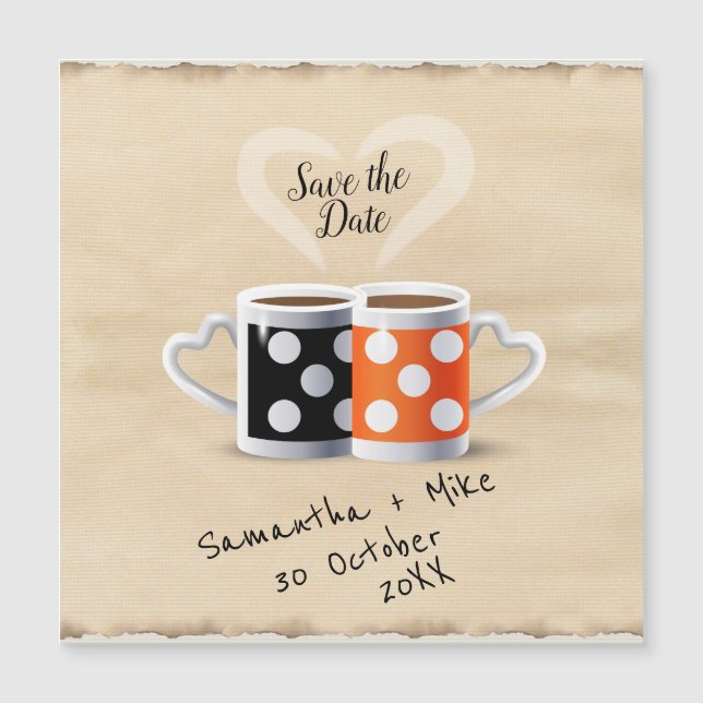 Orange + Café Noir Design de la Carte de Date de S (Devant)