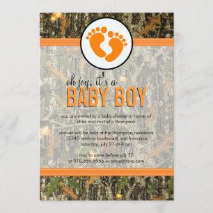 Orange - Camo Baby Shower Invitation