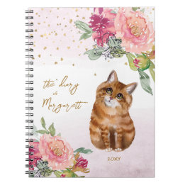 Orange Cat Illustration Fleurs Fille Journal quoti