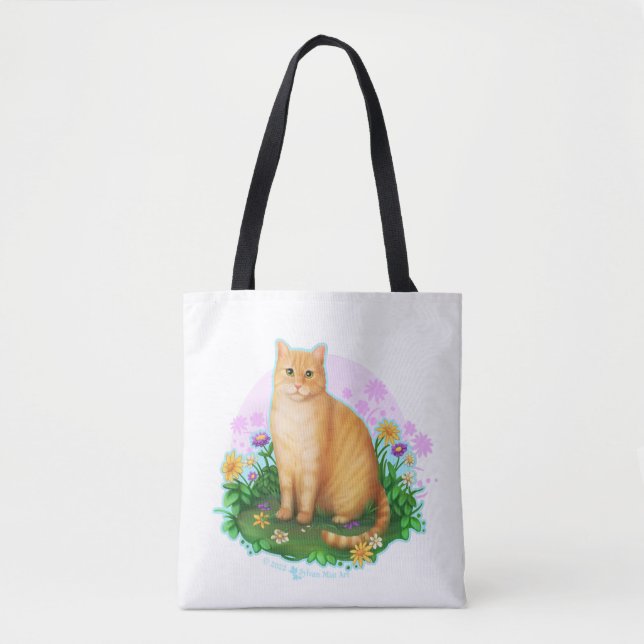 Orange Cat in the Flower Patch Tote Bag (Devant)