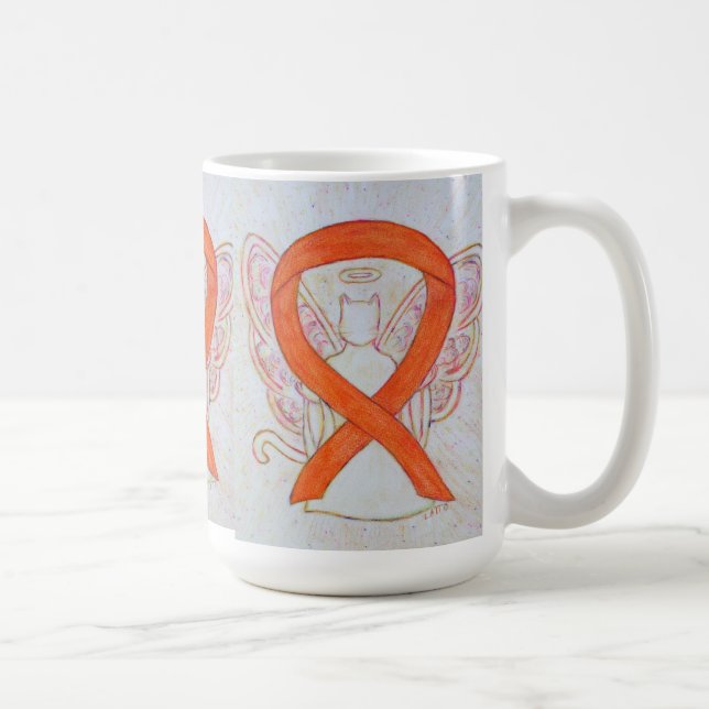 Orange Cat Sensibilisation Ruban Angel Art Mug (Droite)