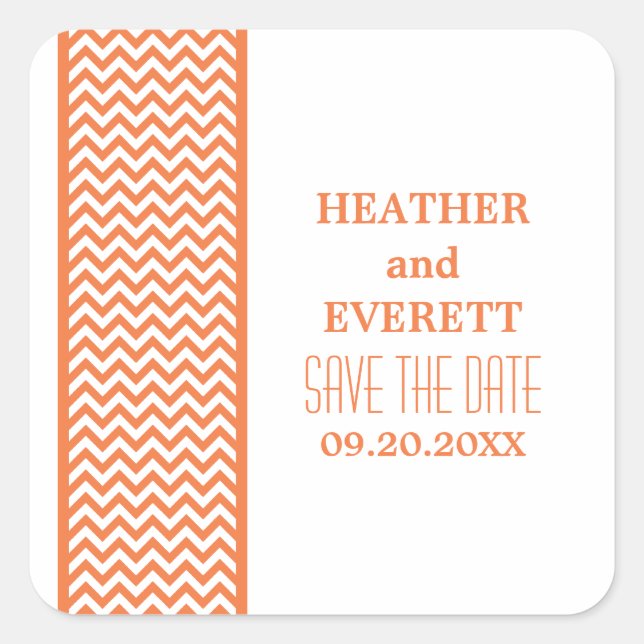 Orange Chevron Bordure Enregistrer Stickers Date (Devant)